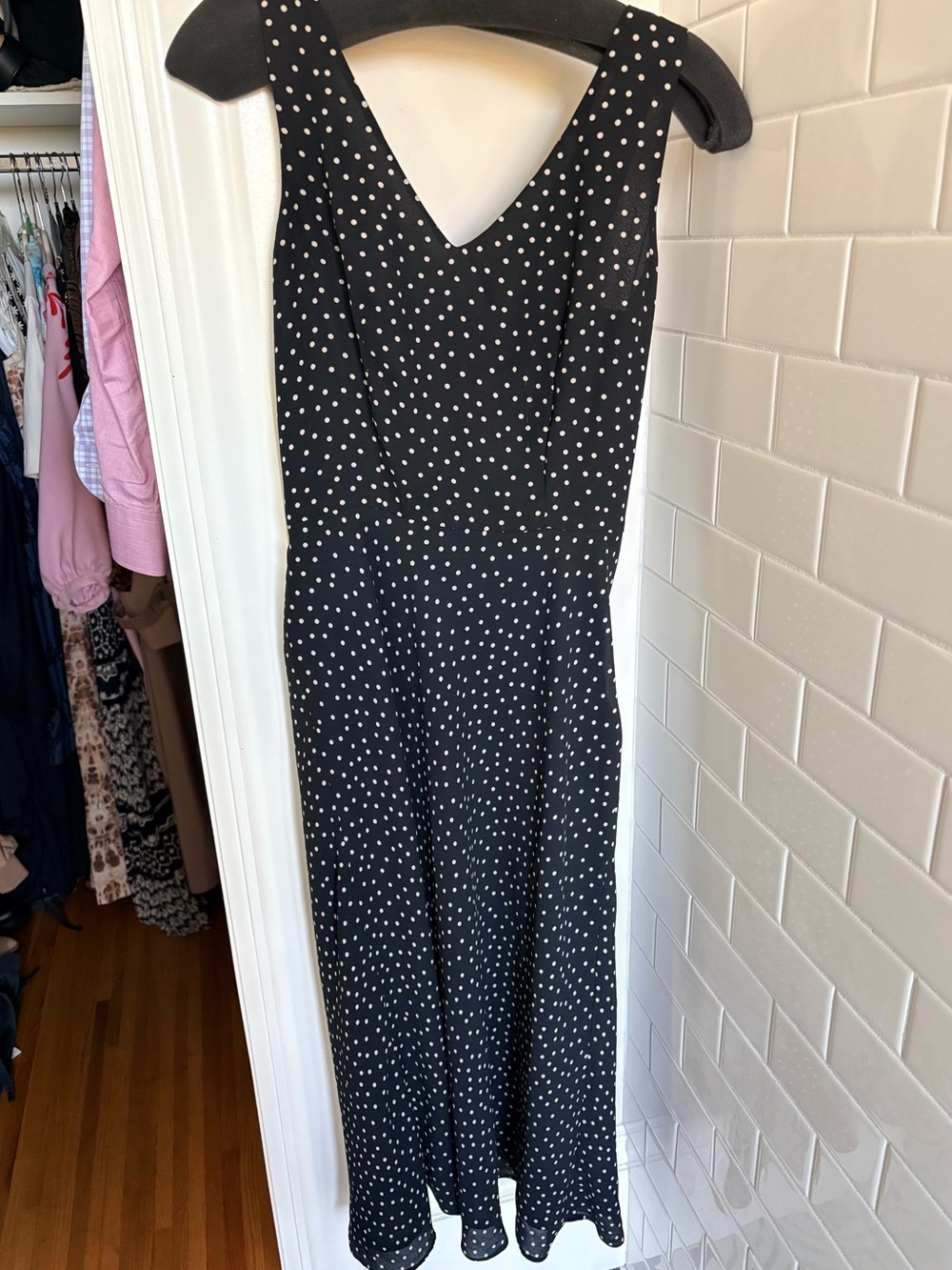 Kenar Vintage Black and White Polka Dot Maxi Dress